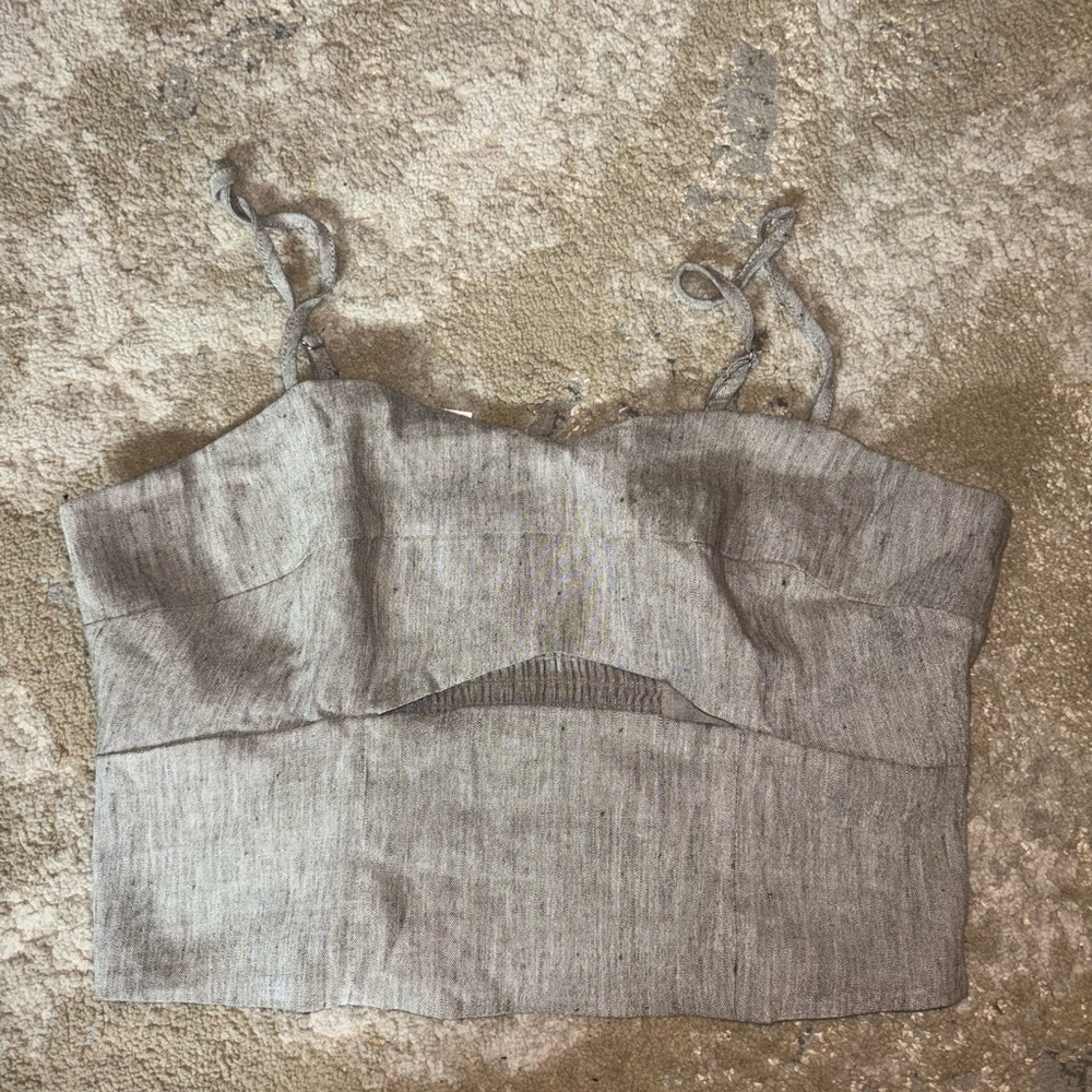 Jason Wu Crop Bandeau Cut Out Gray Top Size M